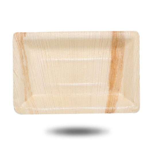 6.5" x 4.5" Rectangle Palm Leaf Tray - Eco Leaf Products