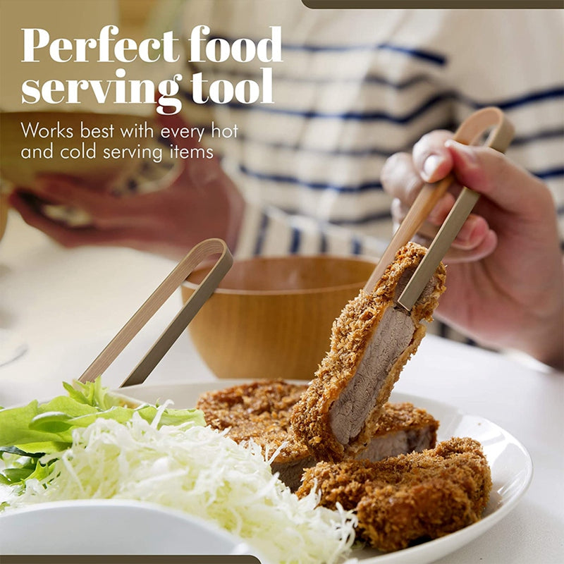 Bamboo Disposable Serving Tongs x 100 - Natural Wooden Compostable & Biodegradable - Eco Leaf Products