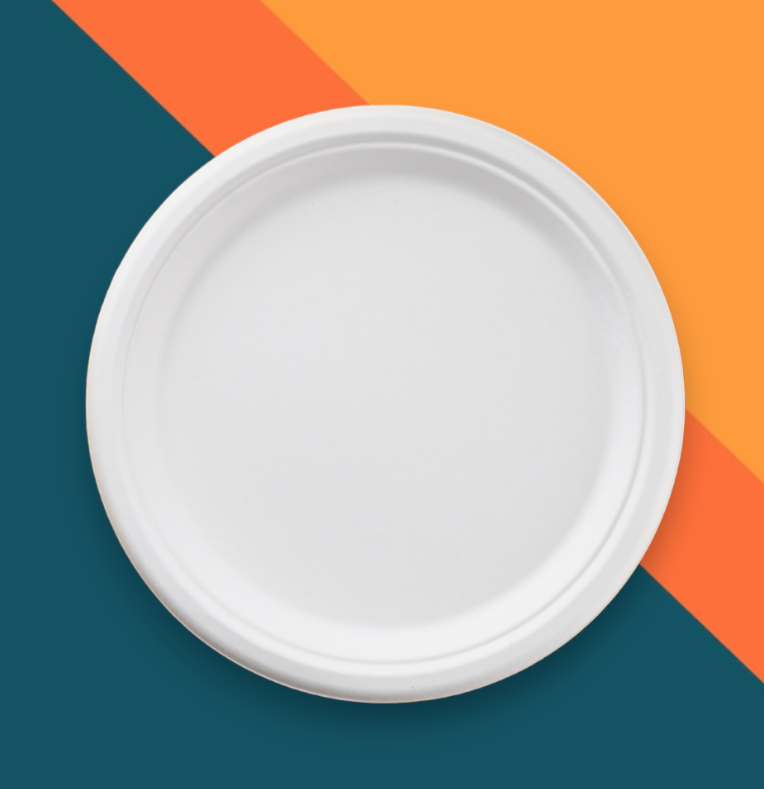 23cm (9") Disposable Round Bagasse Plate - Compostable & Eco-friendly - Eco Leaf Products