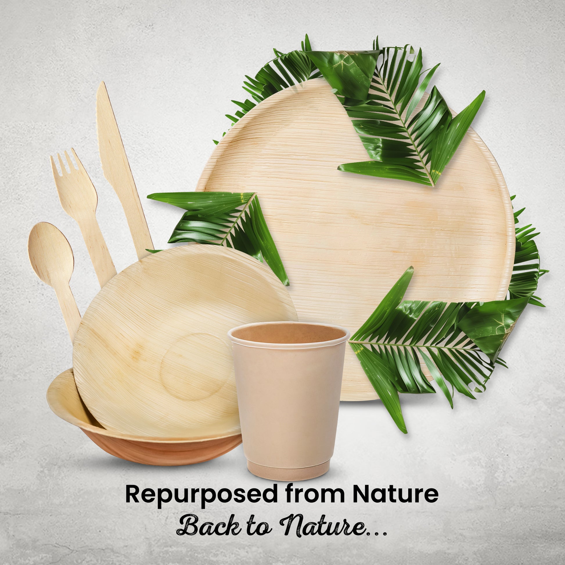 Disposable Bamboo Plates, Bowls, Cups and Wooden Cutlery Set - Eco Leaf Products