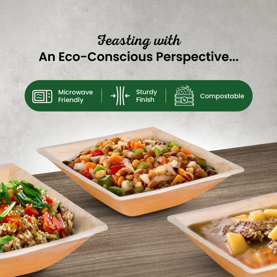 7" (18cm) Square Palm Leaf Compostable Bowls - Eco Leaf Products