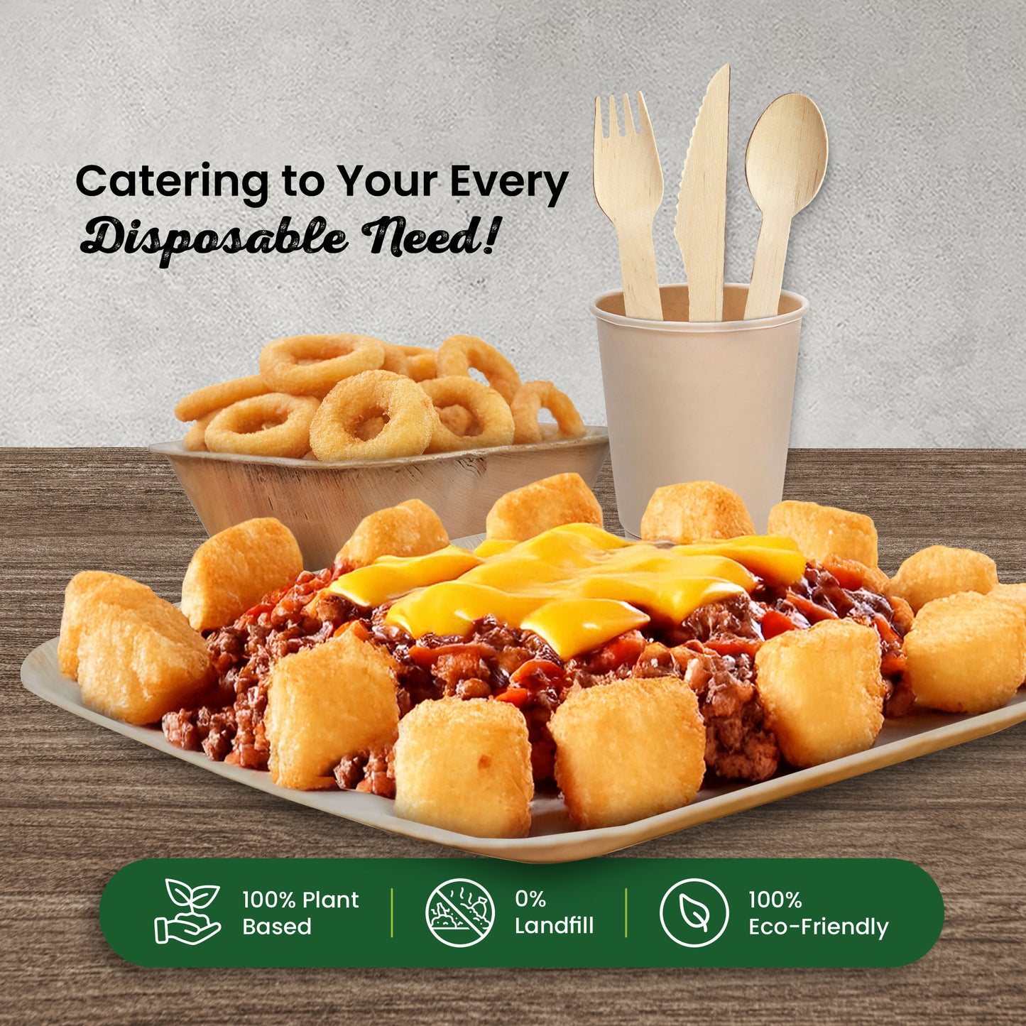 Disposable Palm Leaf Plates, Bowls, Cups and Wooden Cutlery Set - Eco Leaf Products
