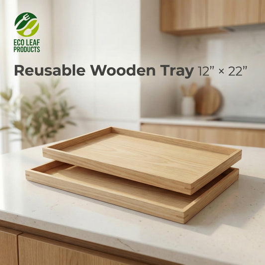 12" x 22" Rectangle Wooden Serving Trays - Eco Leaf Products