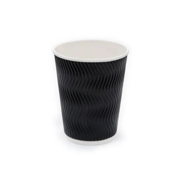 12oz (340ml) Black Ripple Coffee Cups