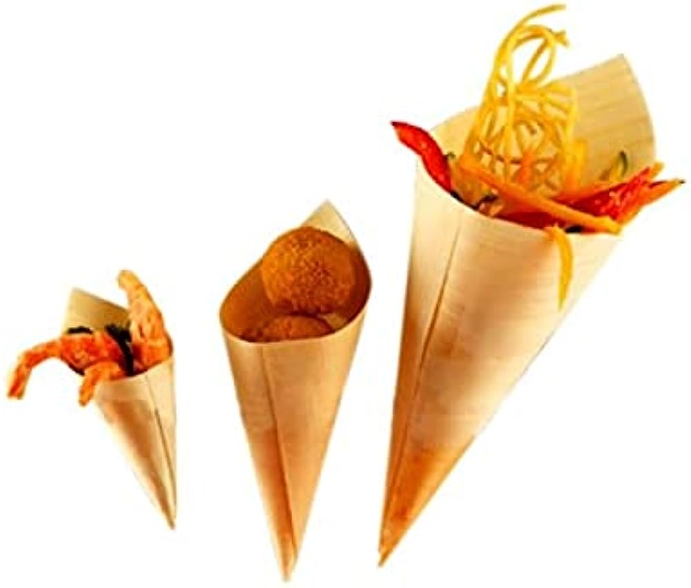 Wooden Serving Cones (100 pack) - Eco Leaf Products
