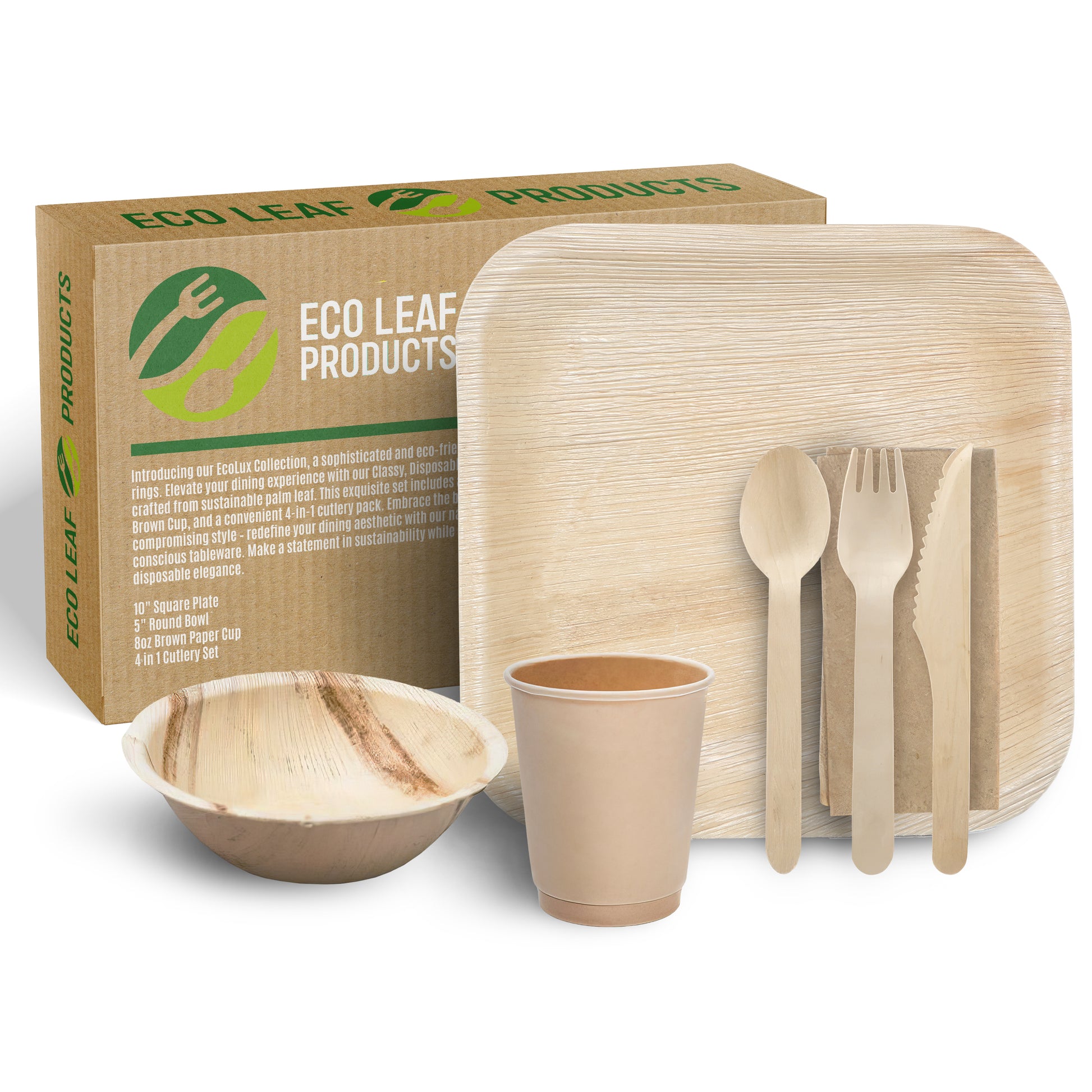 Eco Friendly Picnic Bundle - Bamboo Plates & Bowls - Eco Leaf Products