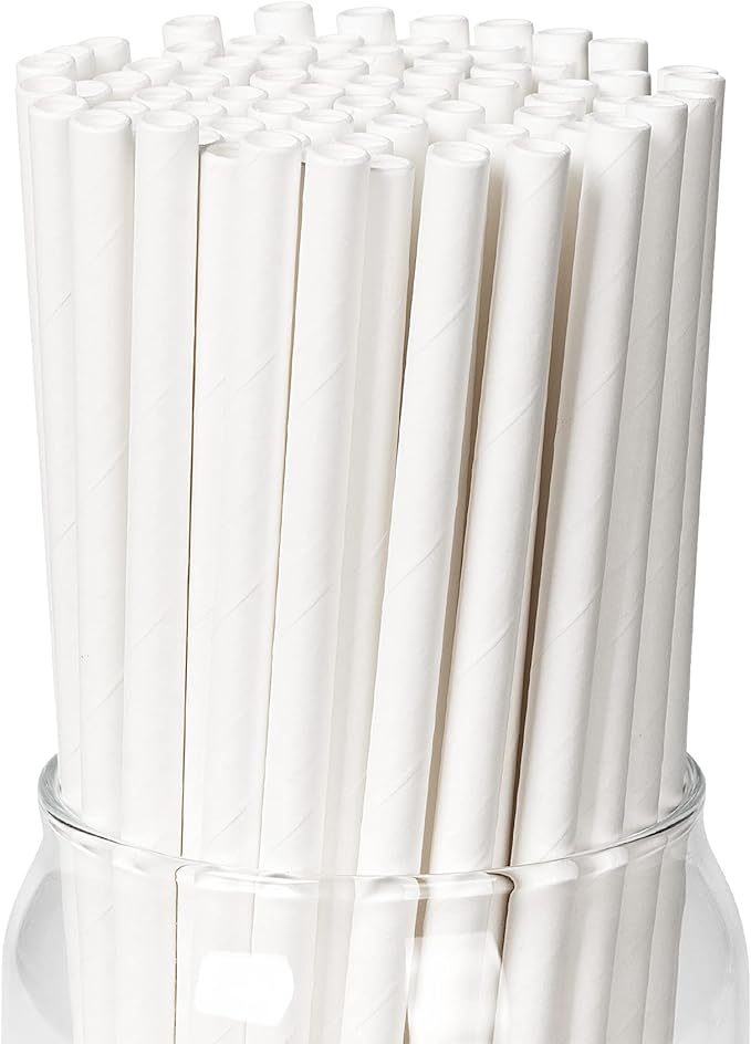 White Paper Drinking Straws (250 pcs) - Eco Leaf Products