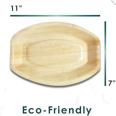 11" x 7" Medium Oval Disposable Bamboo Serving Tray - Eco Leaf Products