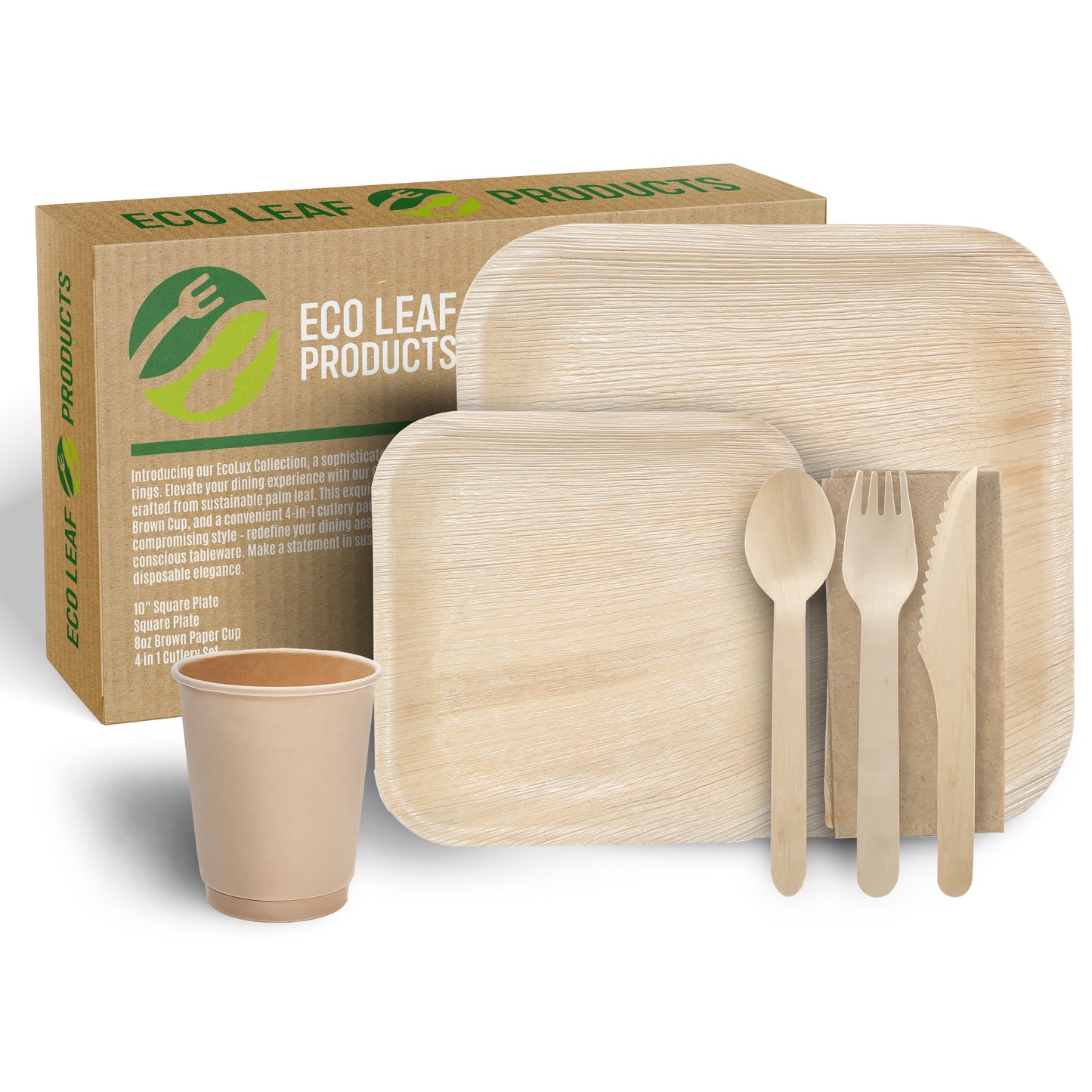 Disposable Party Supplies Bundle - Palm Leaf Plates & Trays - Eco Leaf Products