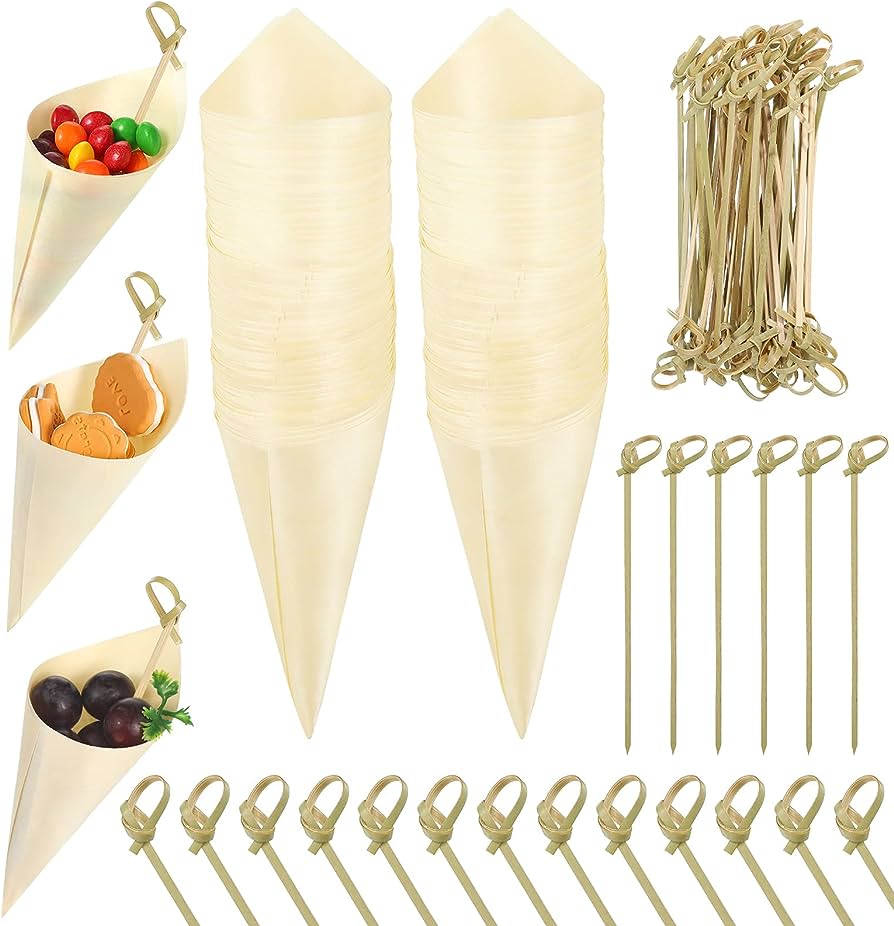 Wooden Serving Cones (100 pack) - Eco Leaf Products
