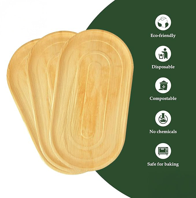 Wholesale Large Oval Disposable Bamboo Platters - Eco Leaf Products