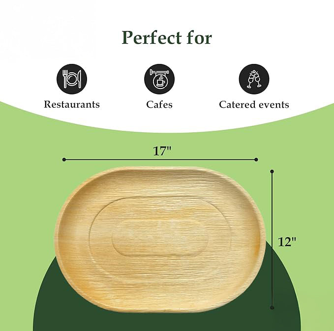 Wholesale Large Oval Disposable Bamboo Platters - Eco Leaf Products