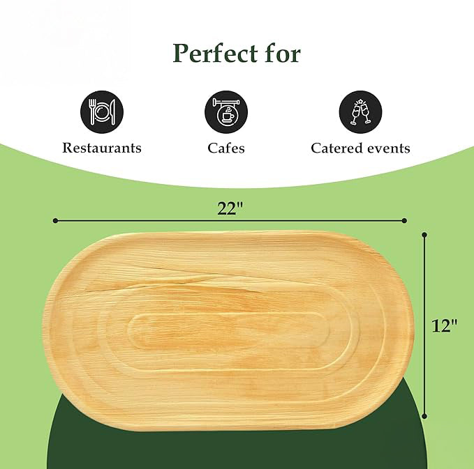 Wholesale Large Oval Disposable Bamboo Platters - Eco Leaf Products