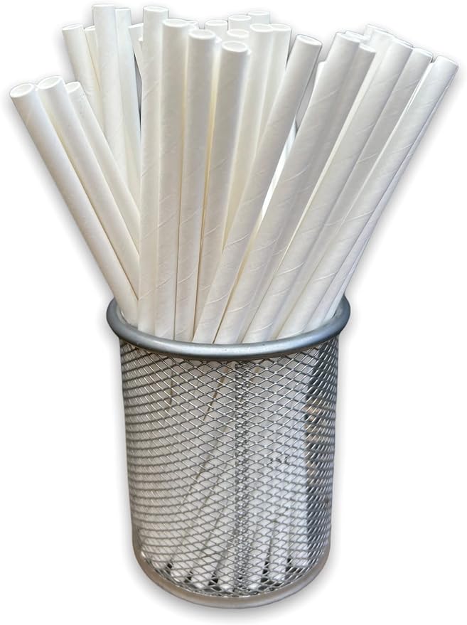 White Paper Drinking Straws (250 pcs) - Eco Leaf Products