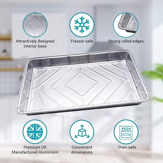 Aluminium Foil Tray Bake - Rectangular 12" x 7.5" - Eco Leaf Products
