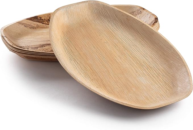 Oval Palm Leaf Serving Platter - Large Disposable Bamboo Tray - Eco Leaf Products