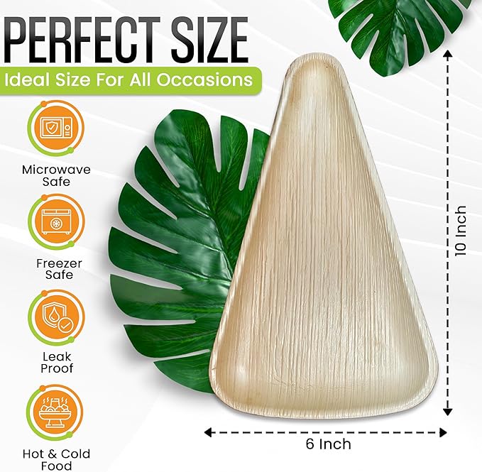 Palm Leaf Triangle Slice Plates 10" (25cm)