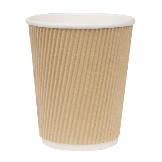 8oz (225ml) Kraft Ripple Recyclable Coffee Cups - Eco Leaf Products