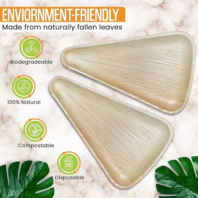 Palm Leaf Triangle Slice Plates 10" (25cm)