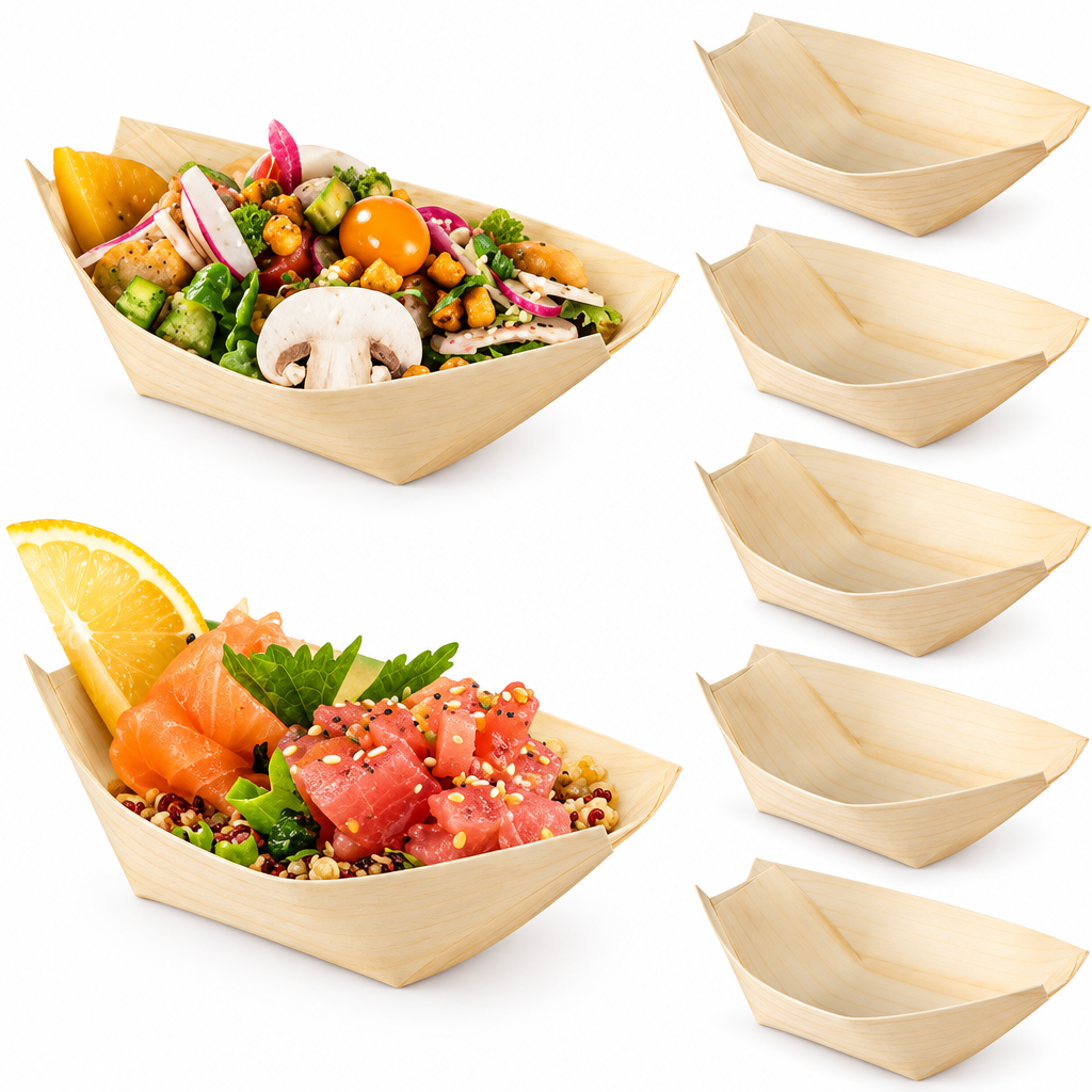 Wooden Bamboo Serving Food Boats