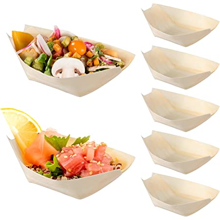 Canape Wooden Food Boats (Pack of 50) - Eco Leaf Products