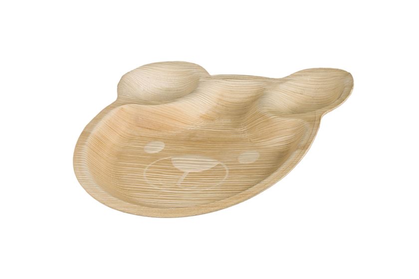 Kids Party Plates 9" Teddy Bear Disposable Palm Leaf Plates 10 pk - Eco Leaf Products
