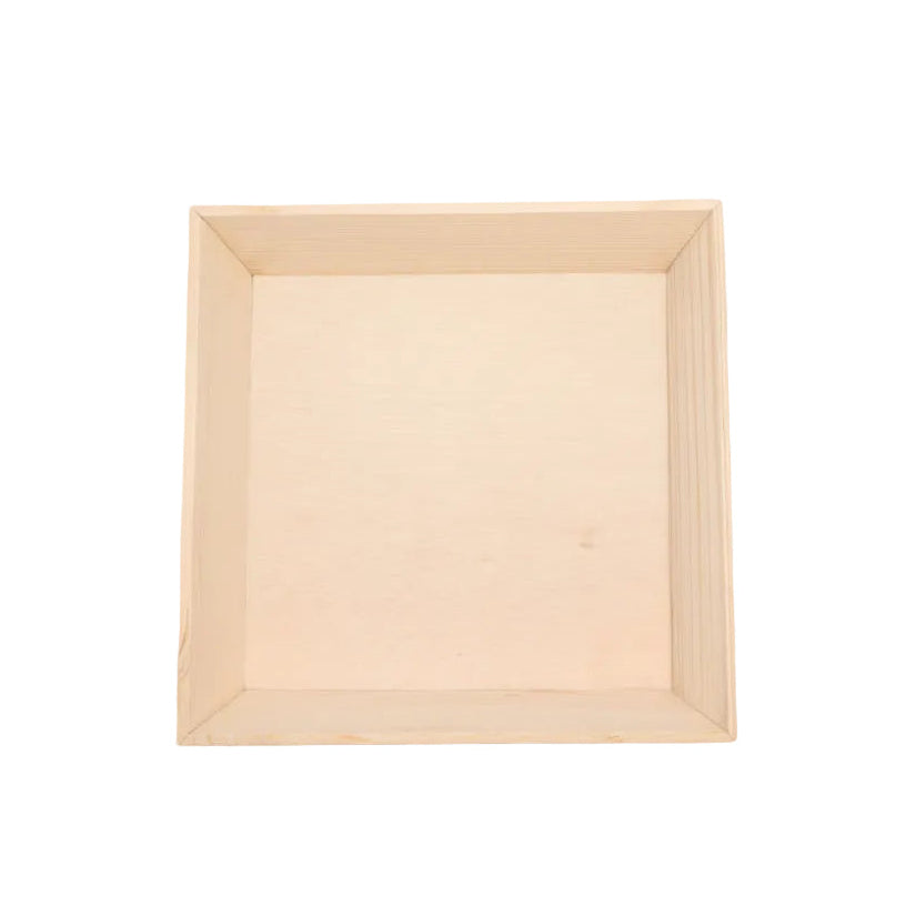 Wooden square plate on a white background

