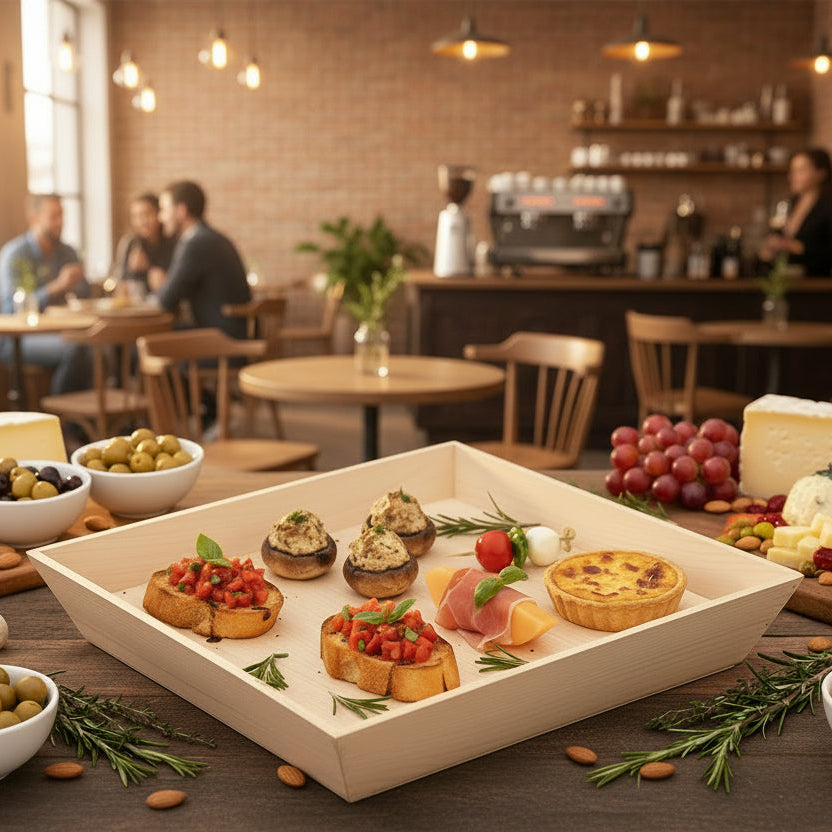 14" x 14" Deep Inclined Wooden Tray - Eco Leaf Products