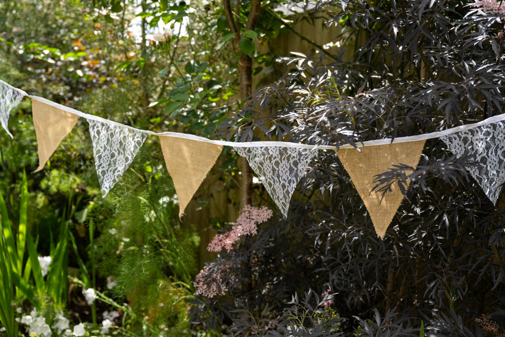 Jute White Lace Bunting - Eco Leaf Products