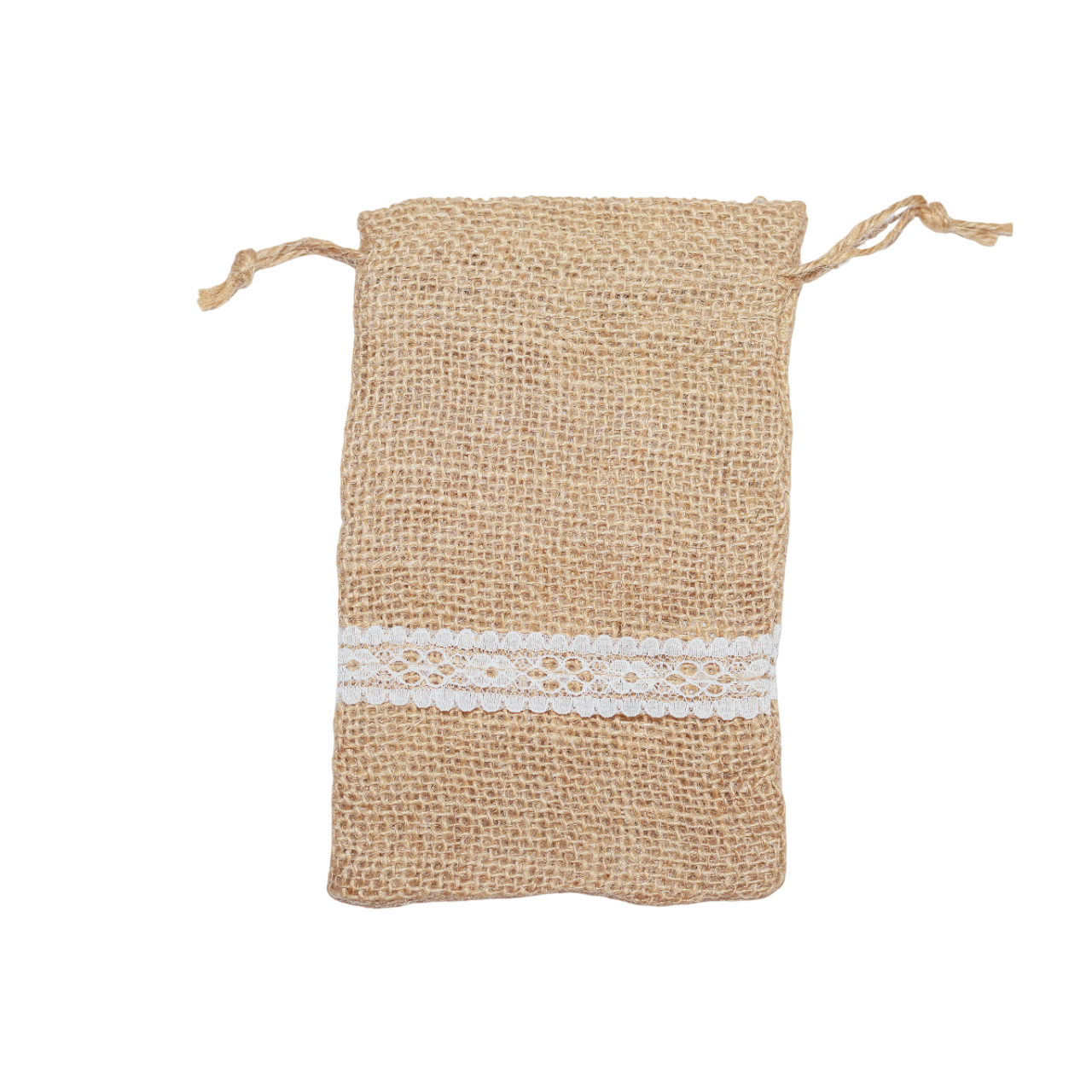 Jute White Lace Bags with Drawstring Medium 13cm - Eco Leaf Products