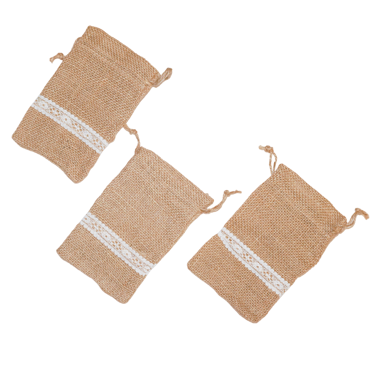 Jute White Lace Bags with Drawstring Medium 13cm - Eco Leaf Products