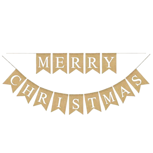 Jute White Merry Christmas Bunting - Eco Leaf Products