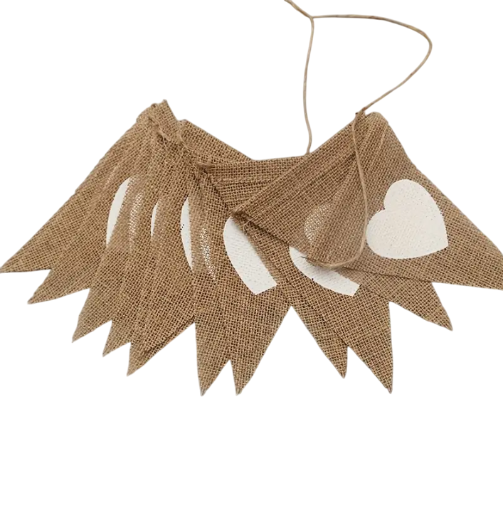 Jute White Hearts Bunting - Eco Leaf Products