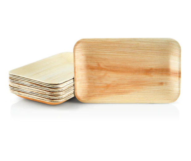 8" (20cm) Rectangle Disposable Wooden Tray - Eco Leaf Products