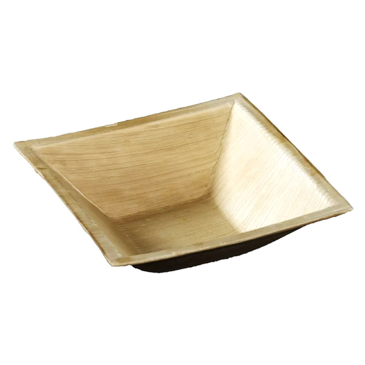 6" (16cm) Square Pyramid Palm Leaf Disposable Bowls - Eco Leaf Products