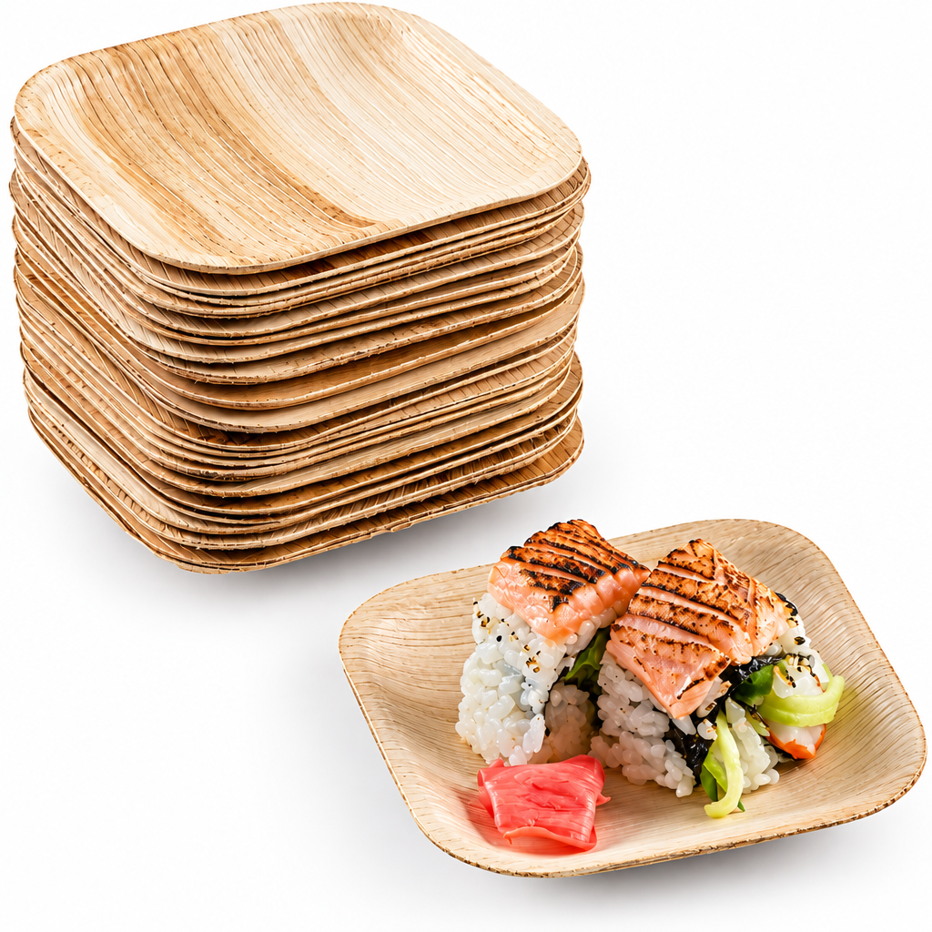 Small 4" (10cm) Square Compostable Bamboo Plates
