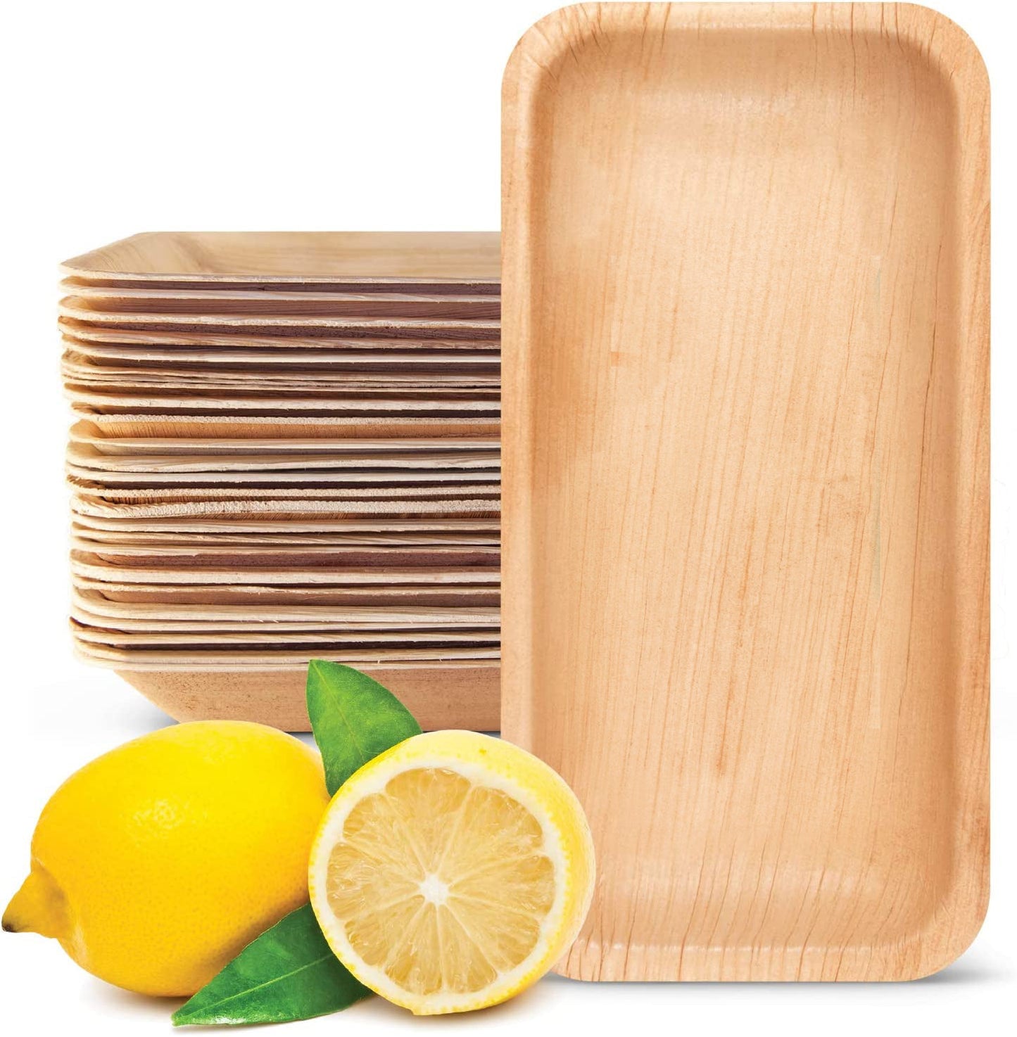8" x 4" Palm Leaf Disposable Bamboo Plates - Eco Leaf Products