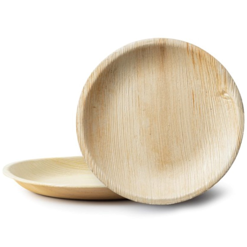 9" (23 cm) Shallow Round Palm Leaf Disposable Party Plates - Eco Leaf Products