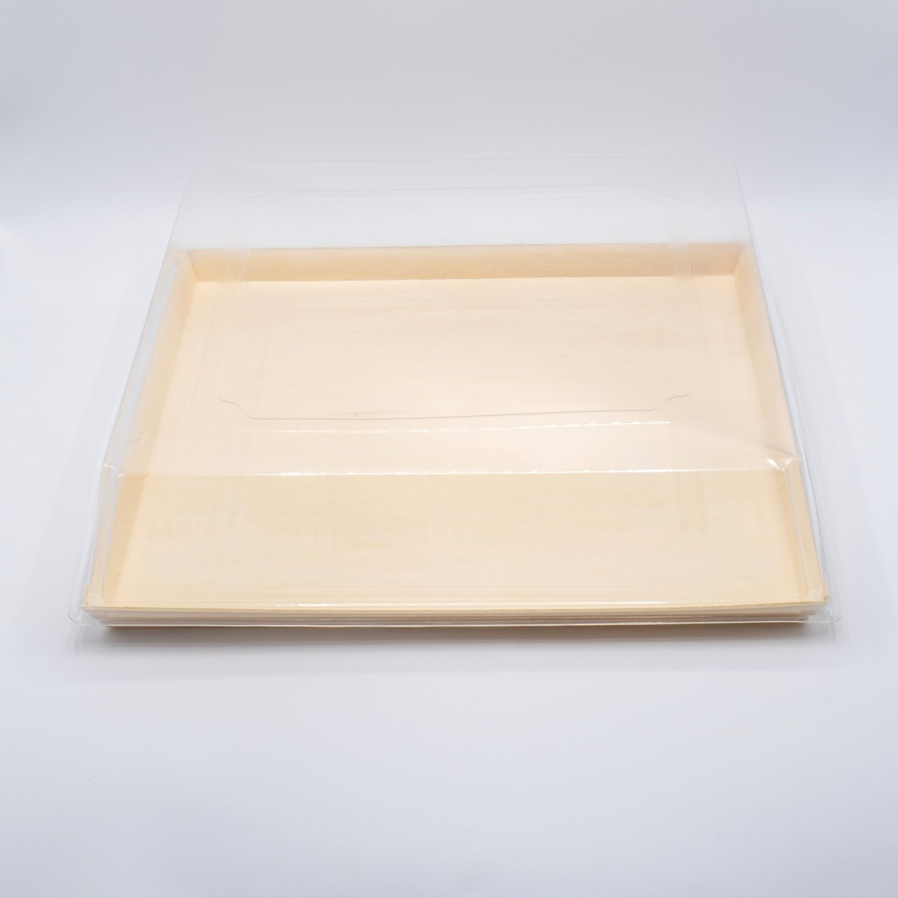 12" x 12" Solid Reusable Wooden Tray With Lid