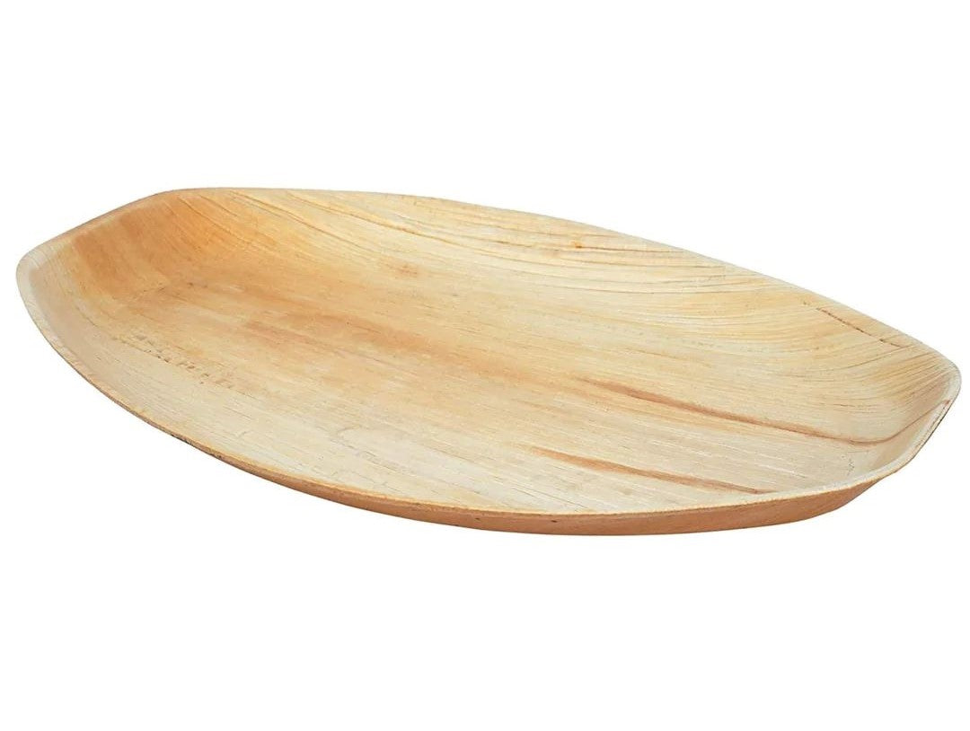 11" x 7" Medium Oval Disposable Bamboo Serving Tray - Eco Leaf Products