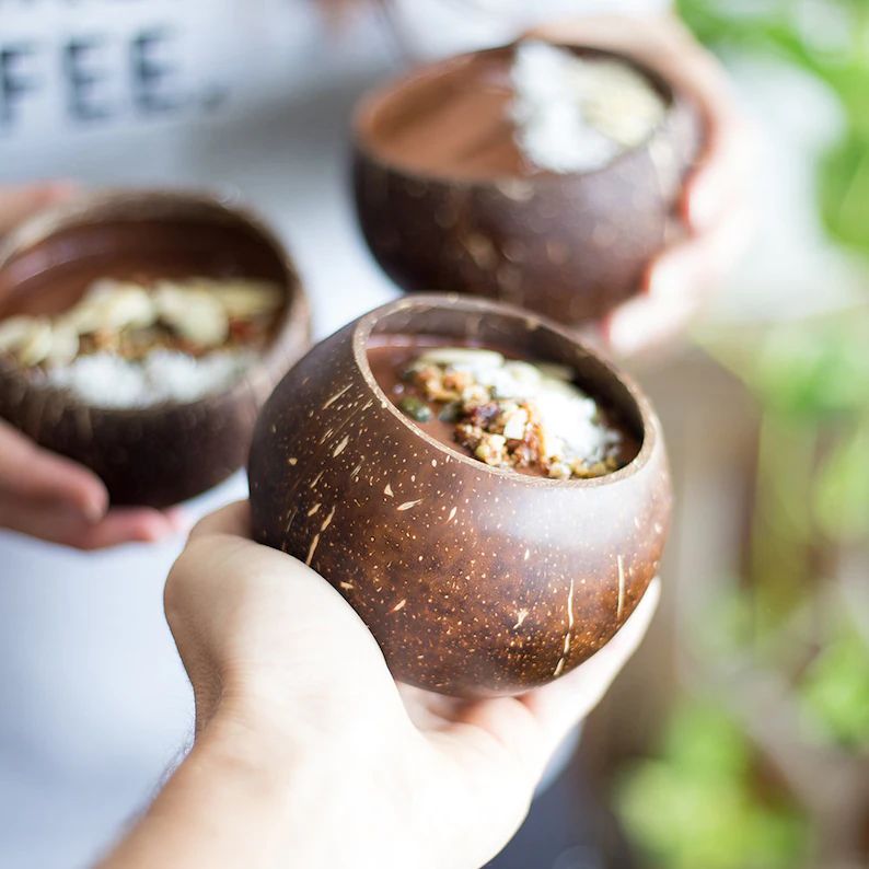 Hand-Polished Smooth Coconut Shell Bowl 400ml – Eco Leaf Products