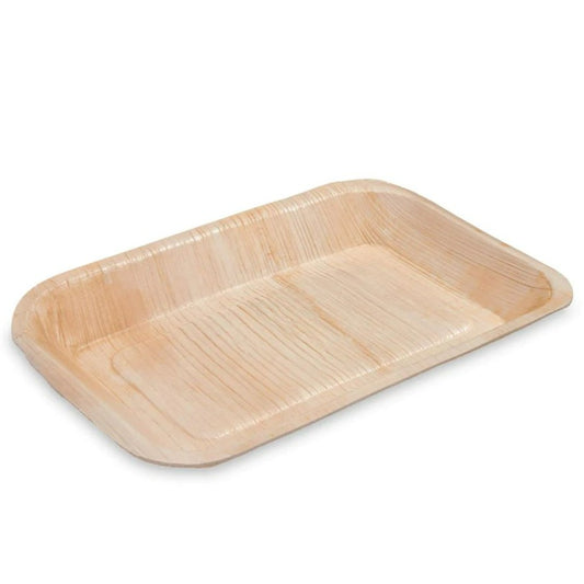 Medium Disposable Tray - Rectangle 10" x 6" (25cm x 15cm) Palm Tray - Eco Leaf Products