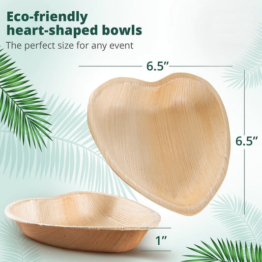 Heart Shape Palm Leaf Plate - 6" (16cm) - Eco Leaf Products