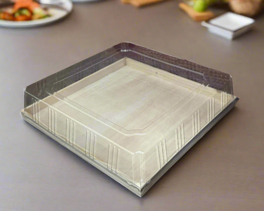 12" x 12" Solid Reusable Wooden Tray With Lid