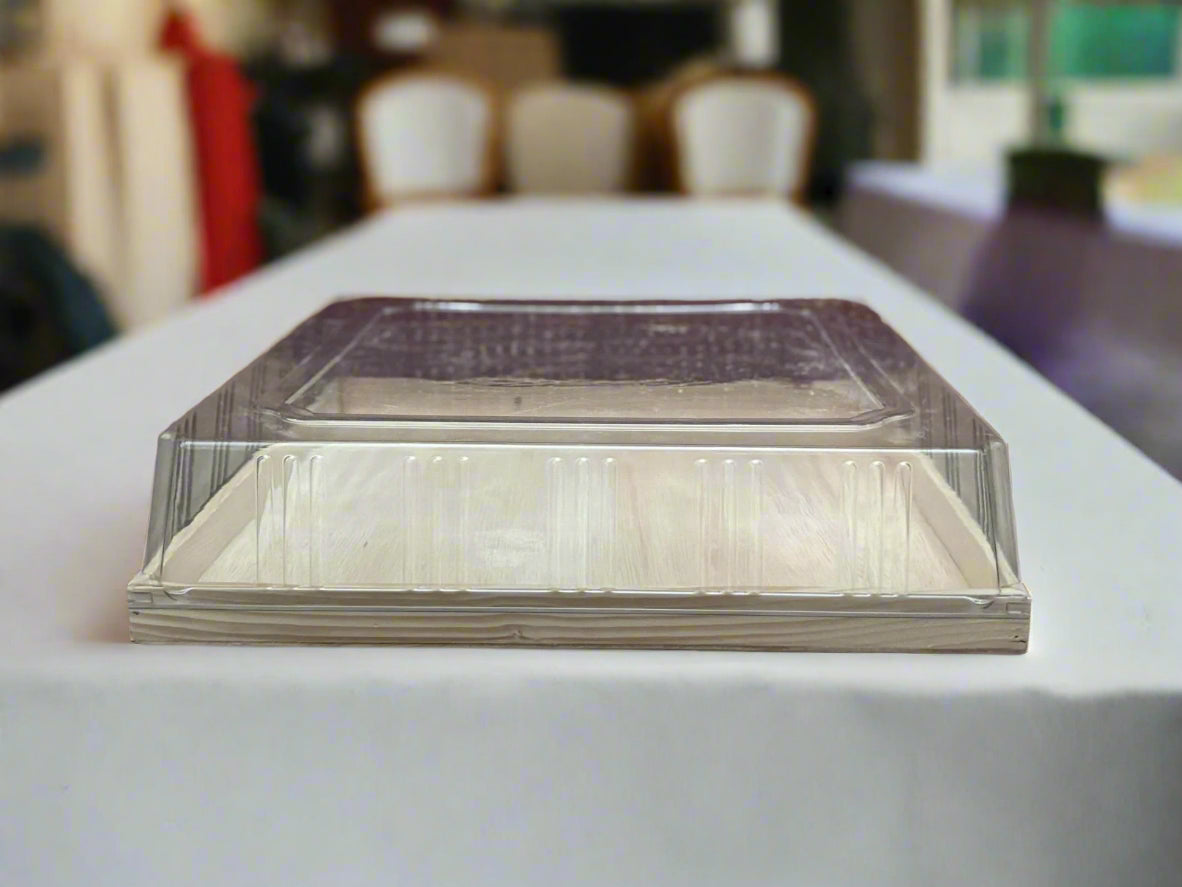 12" x 12" Solid Reusable Wooden Tray With Lid