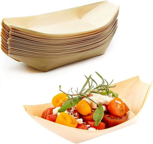 Canape Wooden Food Boats (Pack of 50) - Eco Leaf Products