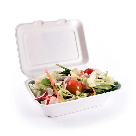 White Clamshell 7" x 5" Disposable Takeaway Box - Eco Leaf Products