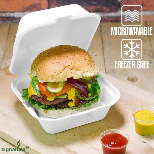 Disposable Burger Box - 6" x 6" Large White - Eco Leaf Products