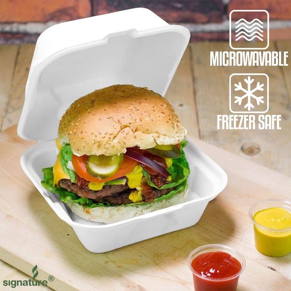 Disposable Burger Box - 6" x 6" Large White - Eco Leaf Products