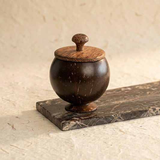 Coconut Shell Container with Teakwood Lid